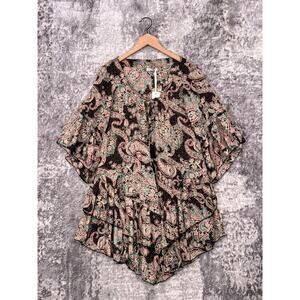 New Karma Highway Dress OS Womens Black Paisley Bohemian Mini / Tunic